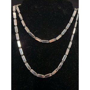 Monet Silver Tone Rectangle Bead Chain Necklace